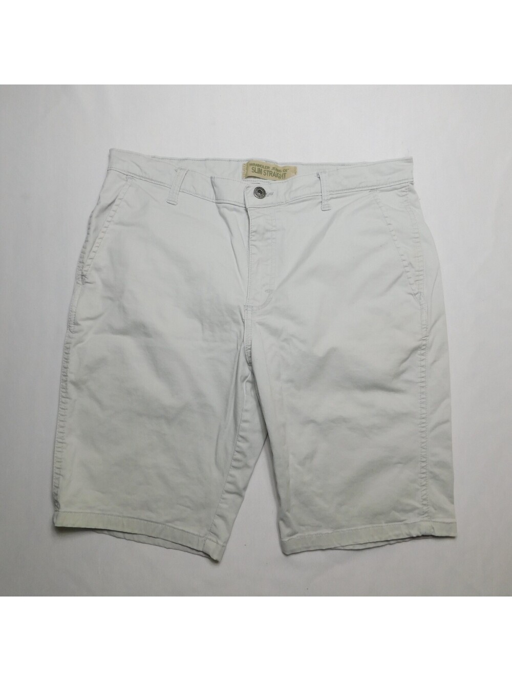 Wrangler Jeans Co Men 32 Slim Straight Chino Shorts Off White Beige Stretch Cas